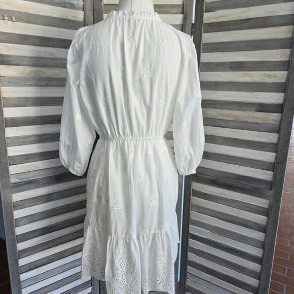 Women's Bishop 3/4 Sleeve Eyelet A-Line Dress | Knox Rose | Small - Picture 6 of 10